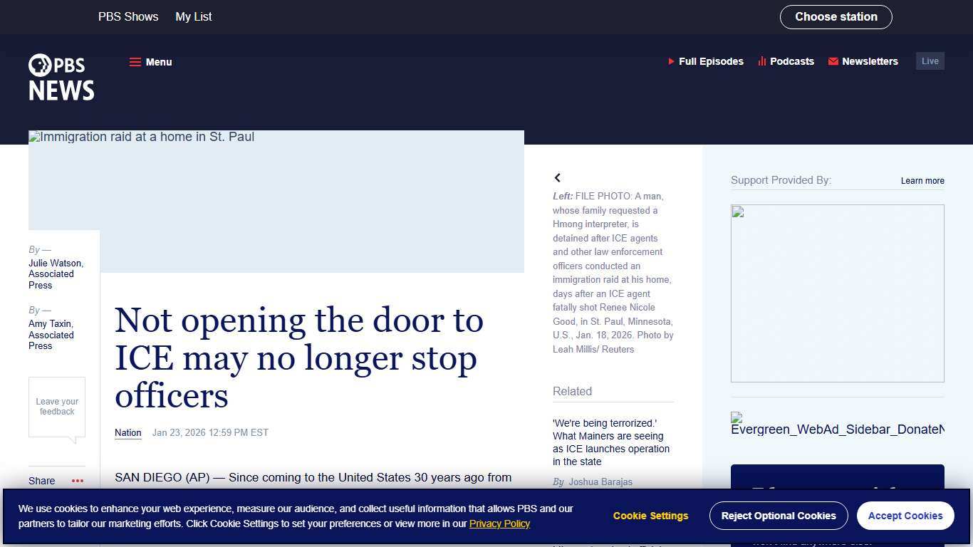 Not opening the door to ICE may no longer stop officers PBS News